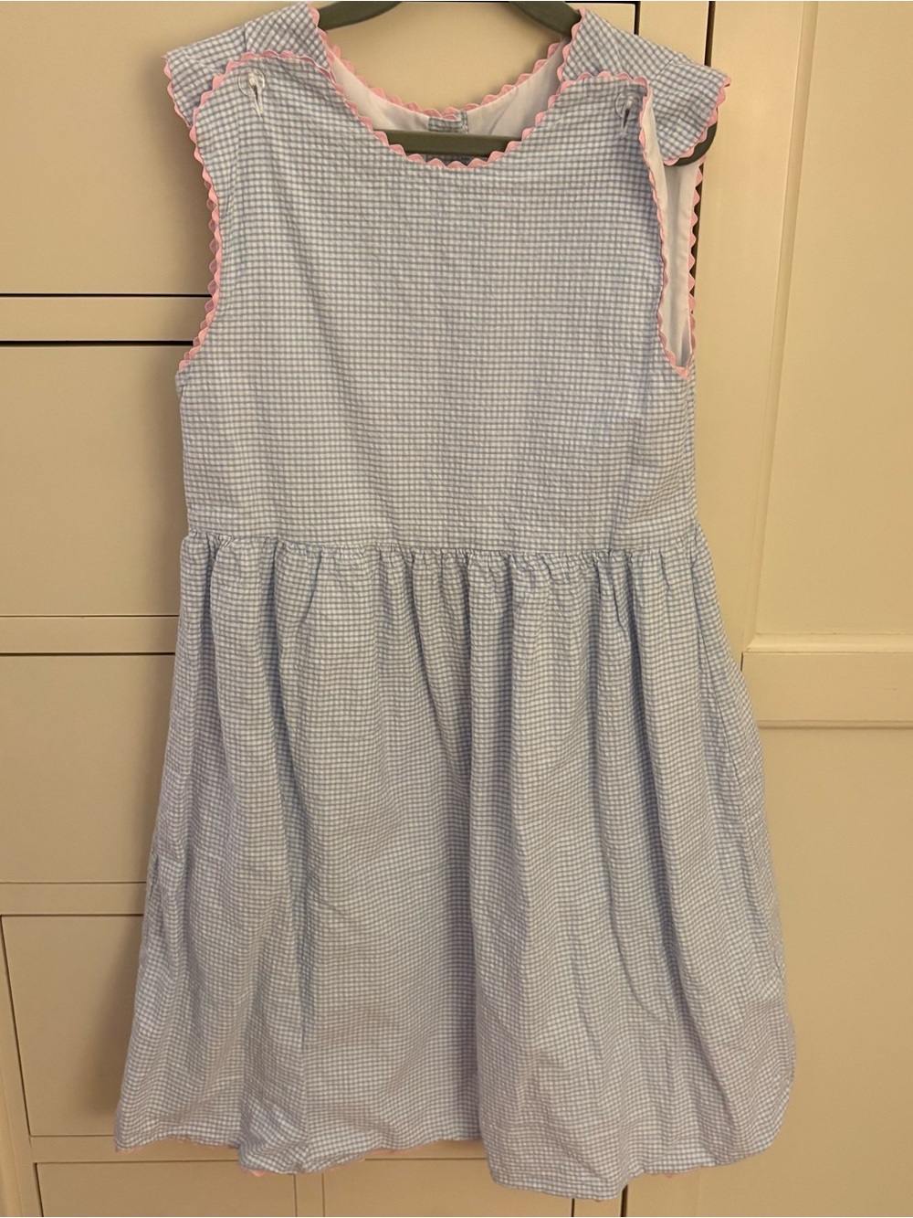 Girls' Nantucket Kids Seersucker Dress with Pink Trim